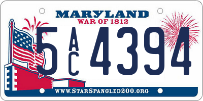 MD license plate 5AC4394