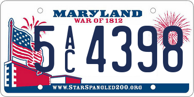 MD license plate 5AC4398