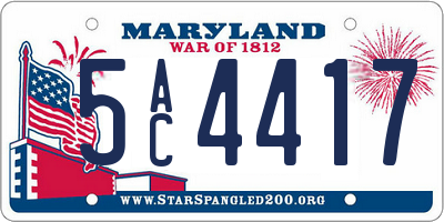 MD license plate 5AC4417