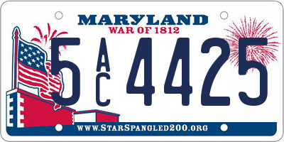 MD license plate 5AC4425
