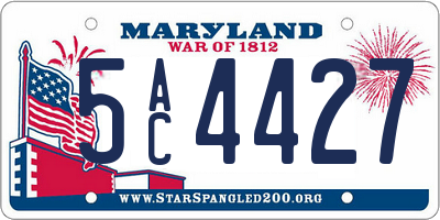 MD license plate 5AC4427
