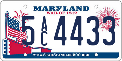 MD license plate 5AC4433
