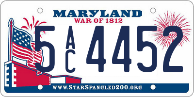 MD license plate 5AC4452