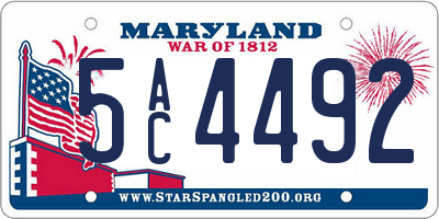 MD license plate 5AC4492