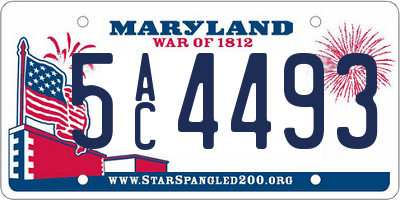 MD license plate 5AC4493