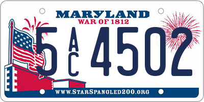 MD license plate 5AC4502