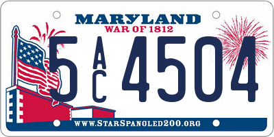 MD license plate 5AC4504