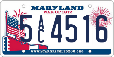 MD license plate 5AC4516