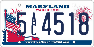 MD license plate 5AC4518
