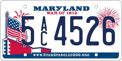 MD license plate 5AC4526