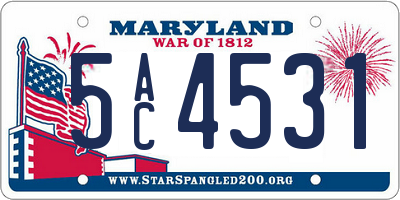 MD license plate 5AC4531