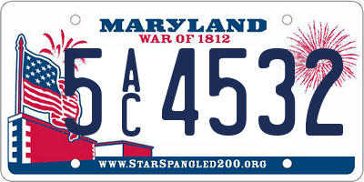 MD license plate 5AC4532