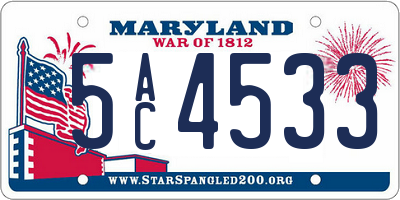 MD license plate 5AC4533