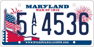 MD license plate 5AC4536