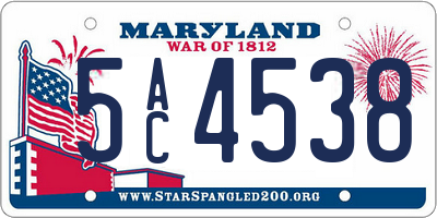 MD license plate 5AC4538
