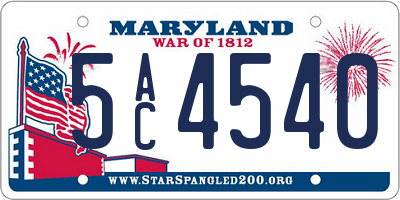 MD license plate 5AC4540