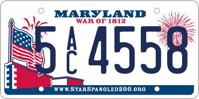 MD license plate 5AC4558