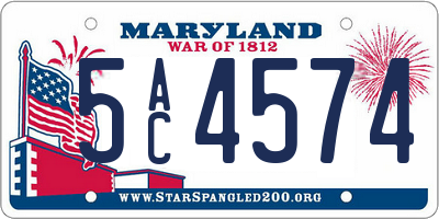 MD license plate 5AC4574