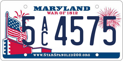 MD license plate 5AC4575