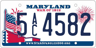 MD license plate 5AC4582