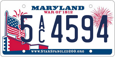 MD license plate 5AC4594