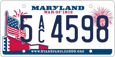 MD license plate 5AC4598