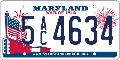 MD license plate 5AC4634