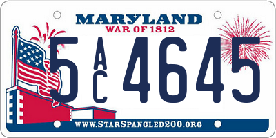 MD license plate 5AC4645