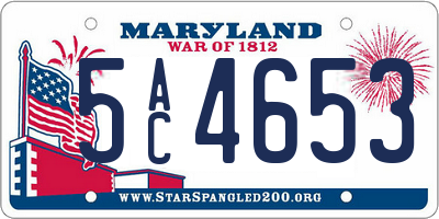 MD license plate 5AC4653
