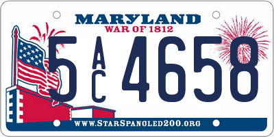 MD license plate 5AC4658