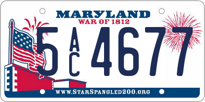 MD license plate 5AC4677