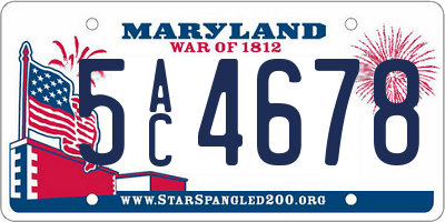 MD license plate 5AC4678