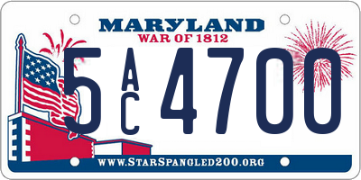 MD license plate 5AC4700