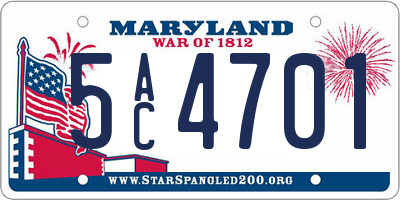 MD license plate 5AC4701