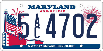 MD license plate 5AC4702
