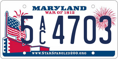 MD license plate 5AC4703