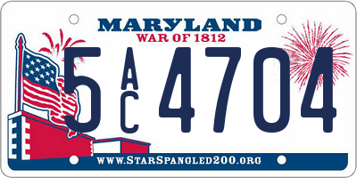 MD license plate 5AC4704