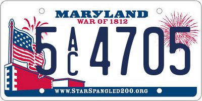 MD license plate 5AC4705