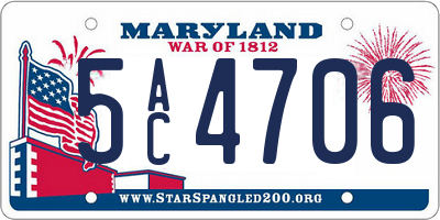 MD license plate 5AC4706