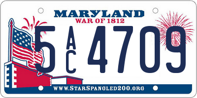 MD license plate 5AC4709