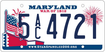 MD license plate 5AC4721