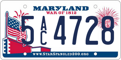 MD license plate 5AC4728