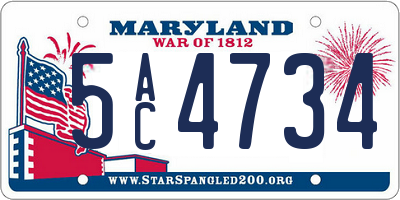 MD license plate 5AC4734