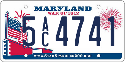 MD license plate 5AC4741