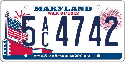 MD license plate 5AC4742