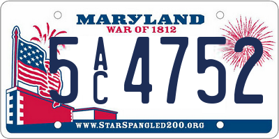 MD license plate 5AC4752