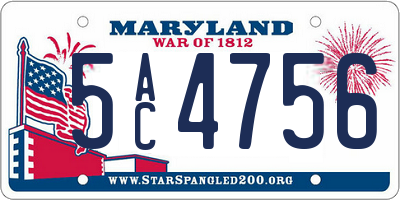 MD license plate 5AC4756