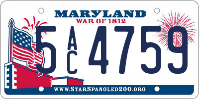 MD license plate 5AC4759