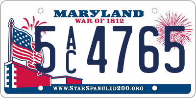 MD license plate 5AC4765