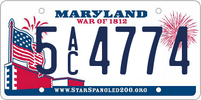 MD license plate 5AC4774